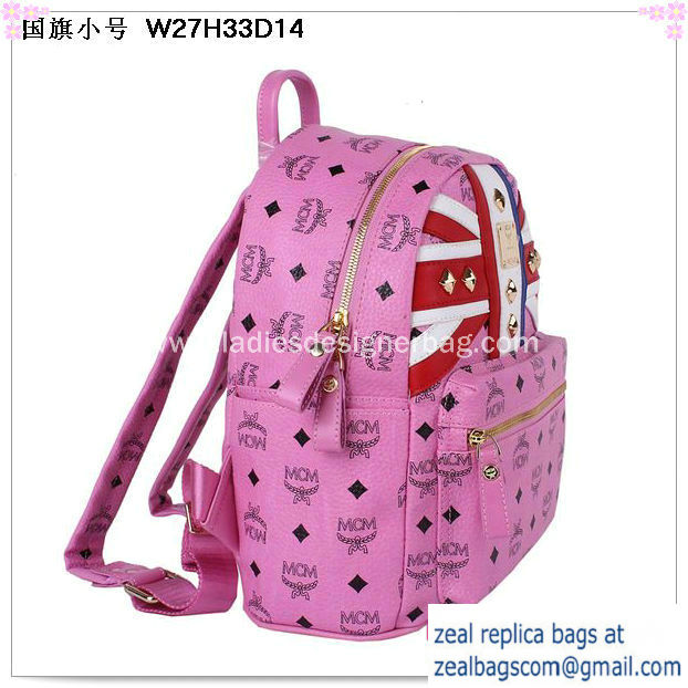 High Quality Replica MCM Small Flag of UK Backpack MC5173S Rosy